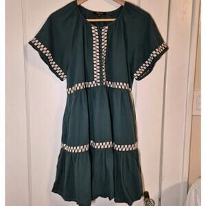 Madewell Women's Linen-Blend Flutter-Sleeve Mini Dress Size M Pockets!